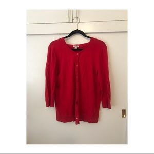 Red button up sweater